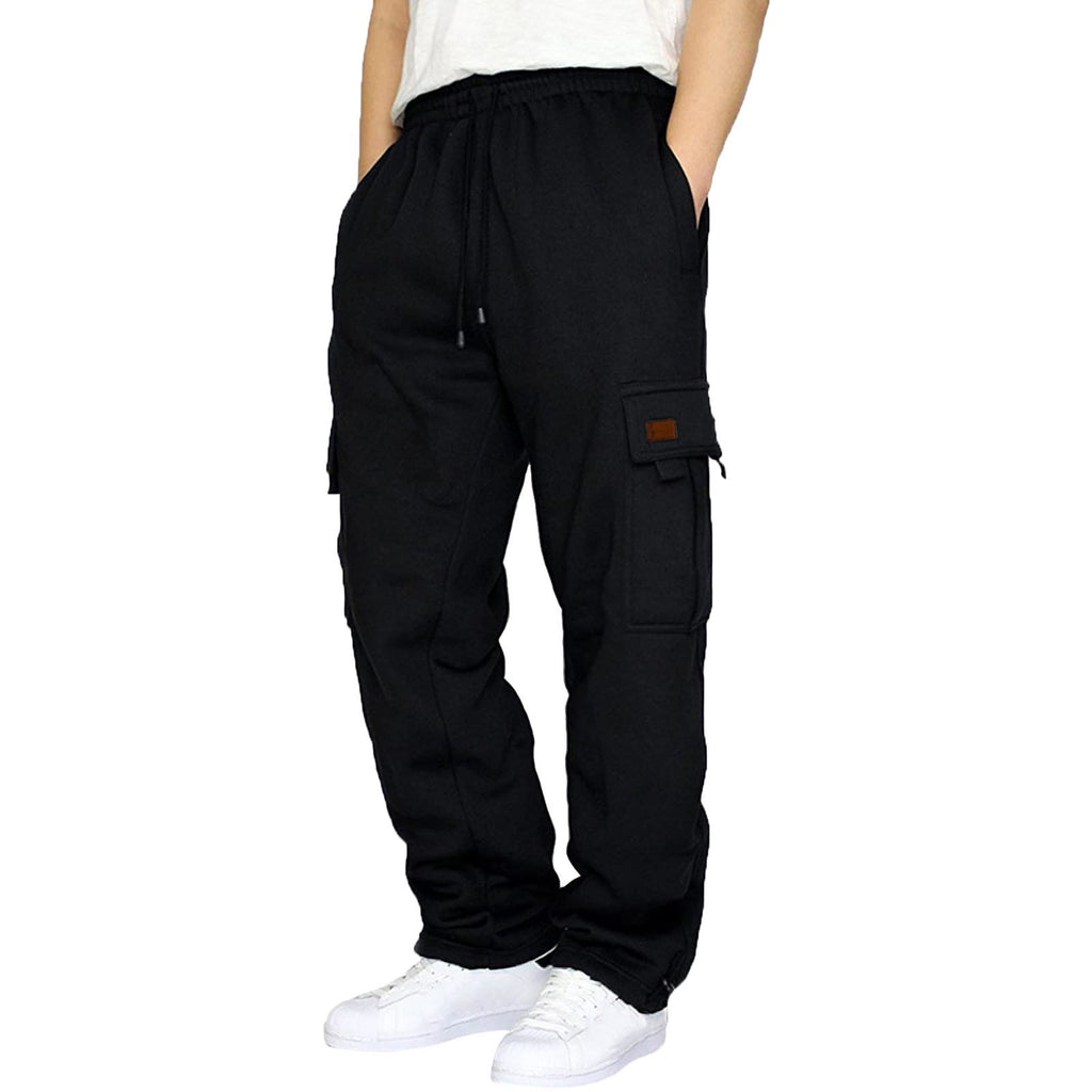 Men's Loose Cargo Trousers Mid Waist Polyester