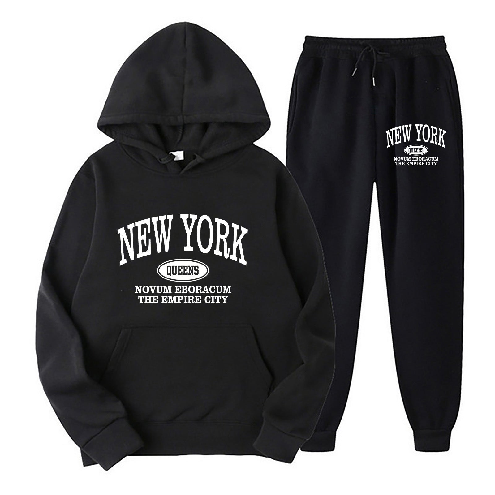 Men's Printed Hoodie Two-Piece Sweater Suit Polyester Fiber