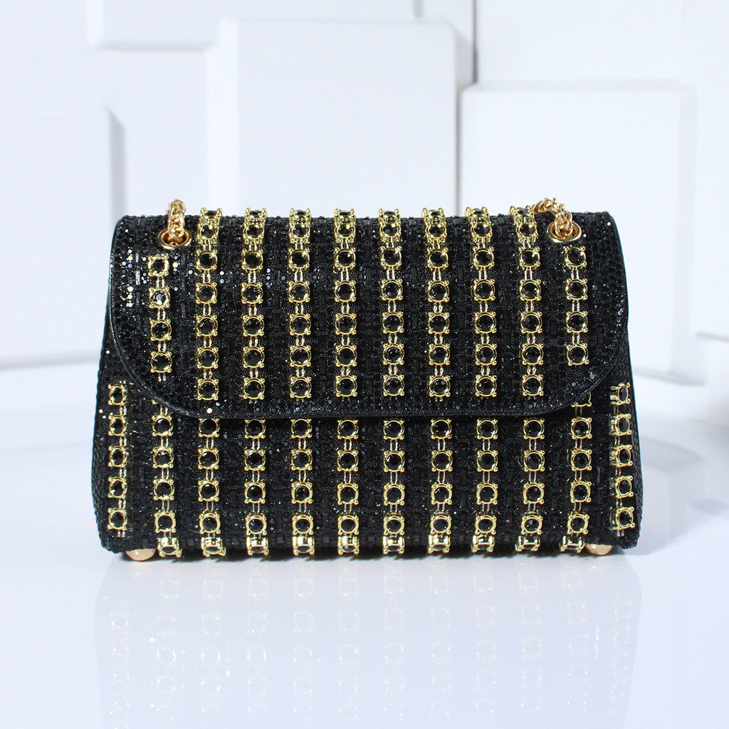 Fashion Diamond-Embedded Crossbody Dinner Bag with Hand Carrying