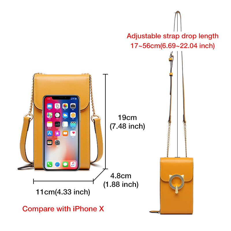 Mini Ladies Trendy Crossbody Chain Phone Bag in Yellow & Beige