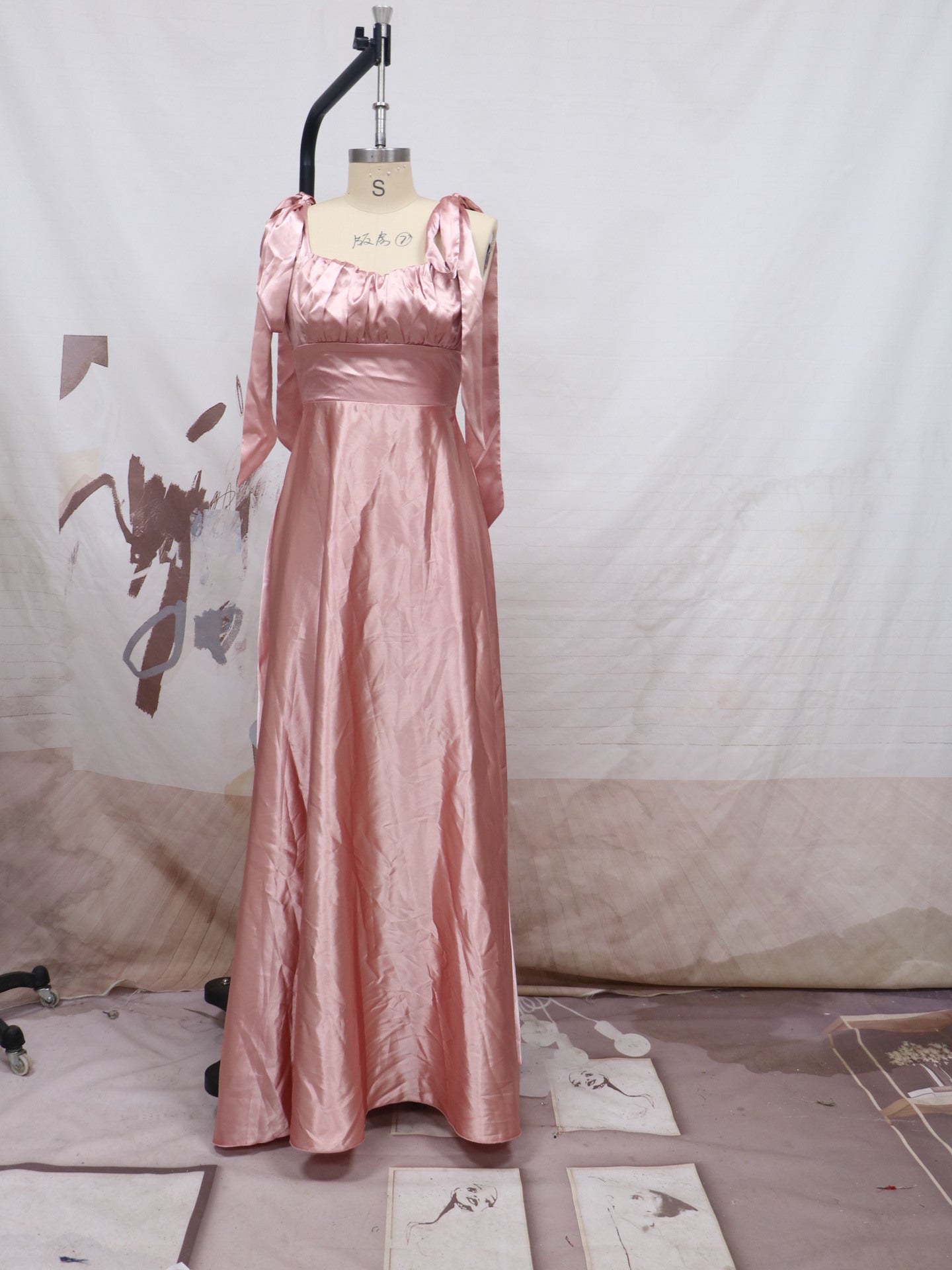 Robe de soirée sans manches en polyester pour demoiselle d'honneur