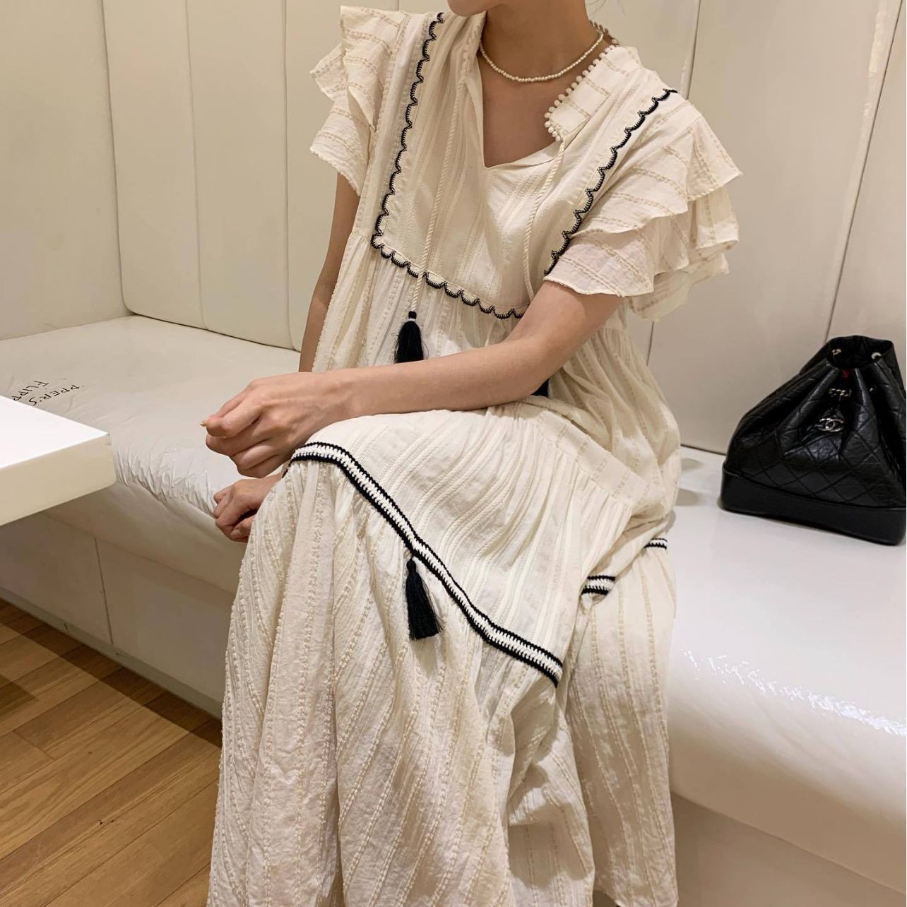 Sweet Fashion Tassel Decorative Stitching Flounced Skirt