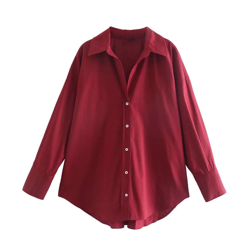 Chemise Popeline Multi-Couleur Décontractée Urbaine Manches Longues Fibre de Polyester