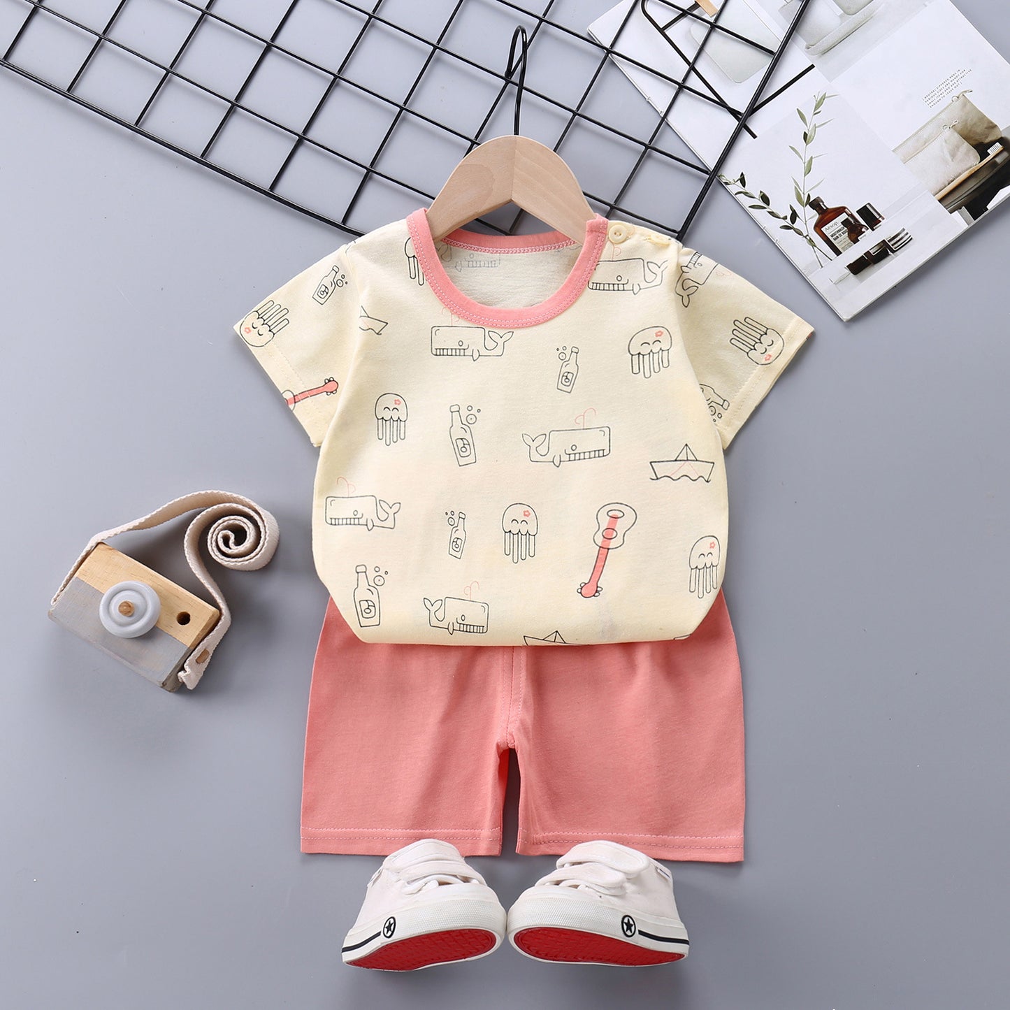 Children's Short-sleeved Suit Pure Cotton T-shirt Shorts