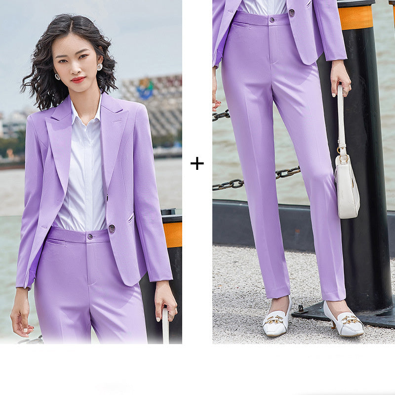 Fashion Lady Professional Blazer Suit with Vest and Trousers in Purple, Green, Navy Blue