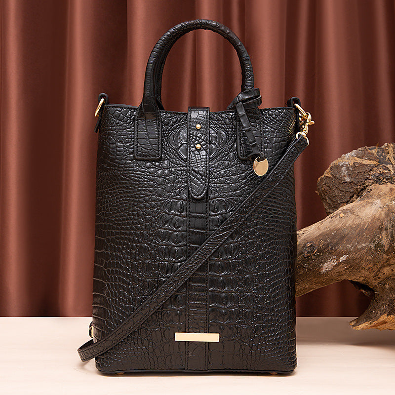 Women's Retro Multi-color Concave-convex Crocodile Pattern Shoulder Bag