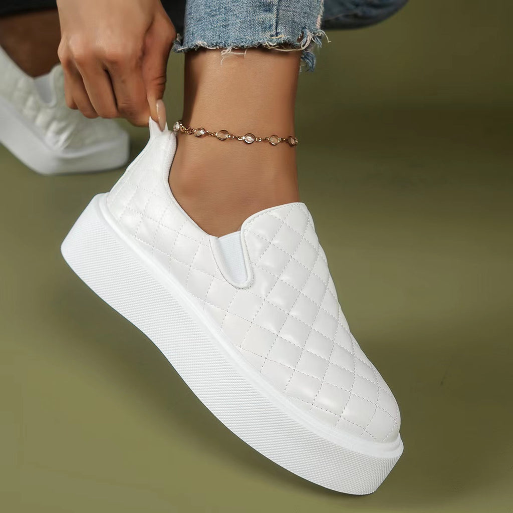 Chaussures plates en cuir à plateforme écossaises pour femmes