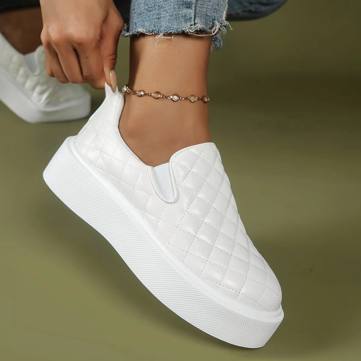 Chaussures plates en cuir à plateforme écossaises pour femmes