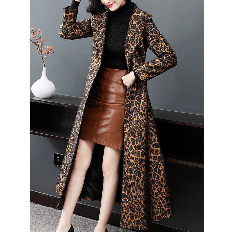 Women's Slim Fit Mid-Length Leopard Print Jacket
