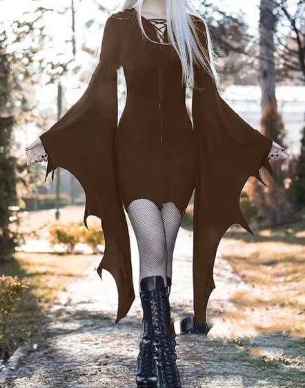 Medieval Forest Elven Pixie Costume for Women Hooded Nienna Dress Halloween Party