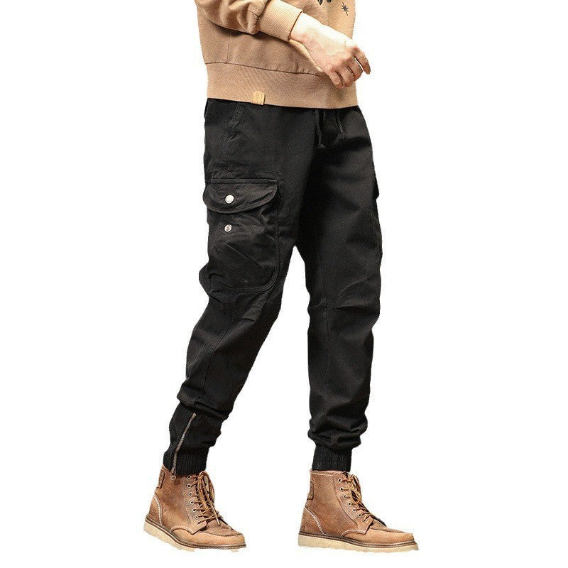 Pantalon décontracté d'été pour homme, coupe ample avec liens aux chevilles