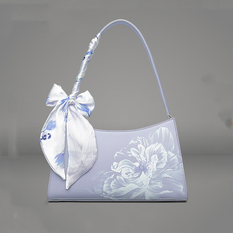 Sac à main en cuir violet clair pour enseignants, mères et aînés – Cadeau de la Fête de la Mi-Automne