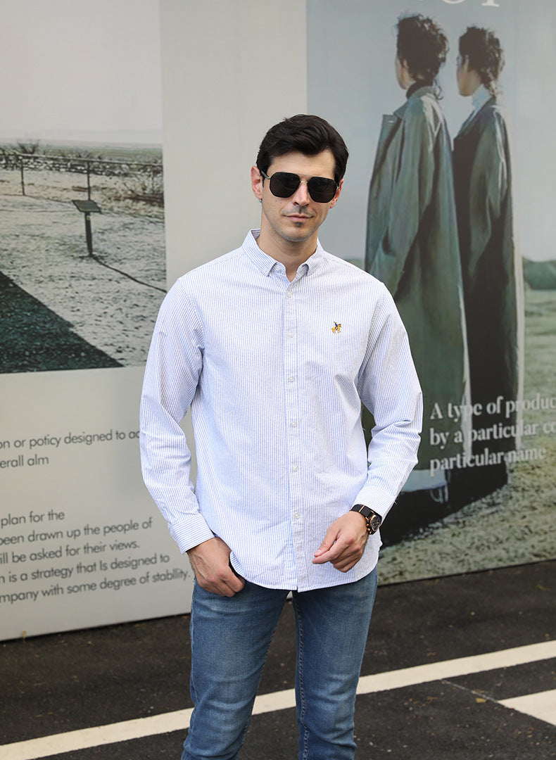 Plus Size Casual Long-Sleeve Striped Shirt for Men