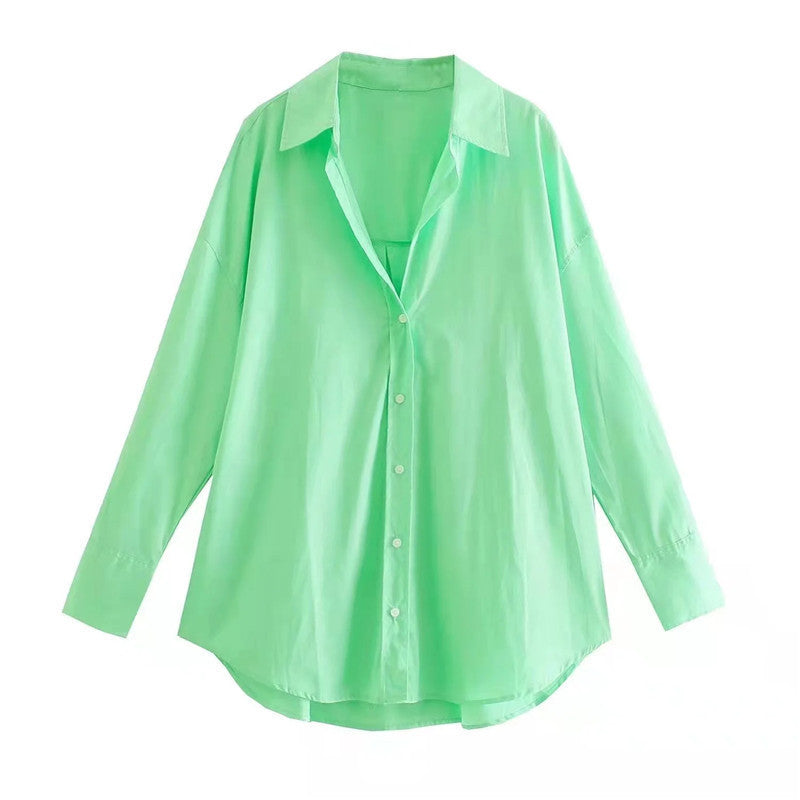 Chemise Popeline Multi-Couleur Décontractée Urbaine Manches Longues Fibre de Polyester