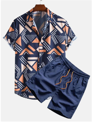 Men's Plus Size Casual 3D Digital Print Short Sleeve Hawaii Suit