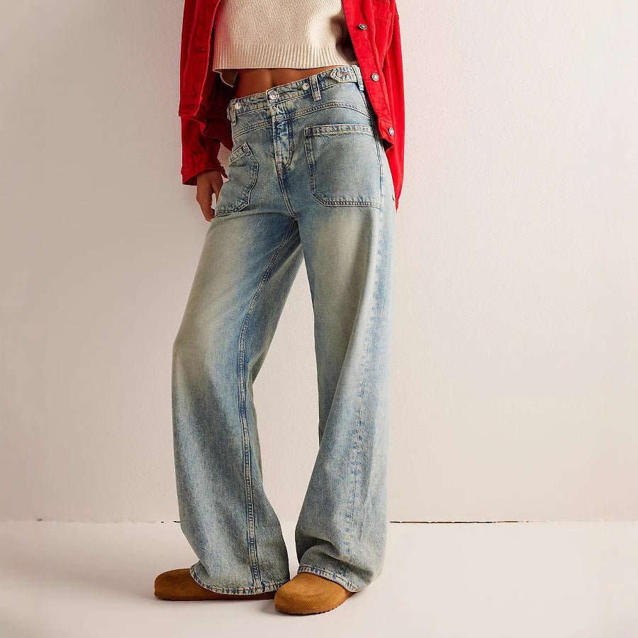 Jeans droits larges pour femme