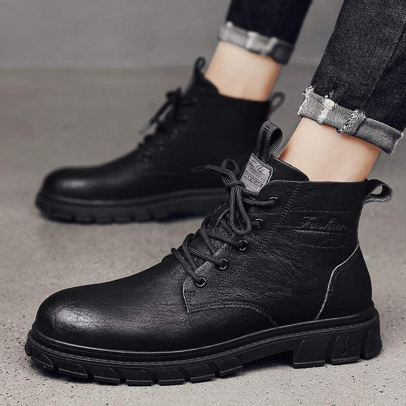 Men's British Style Leather Tooling Boots