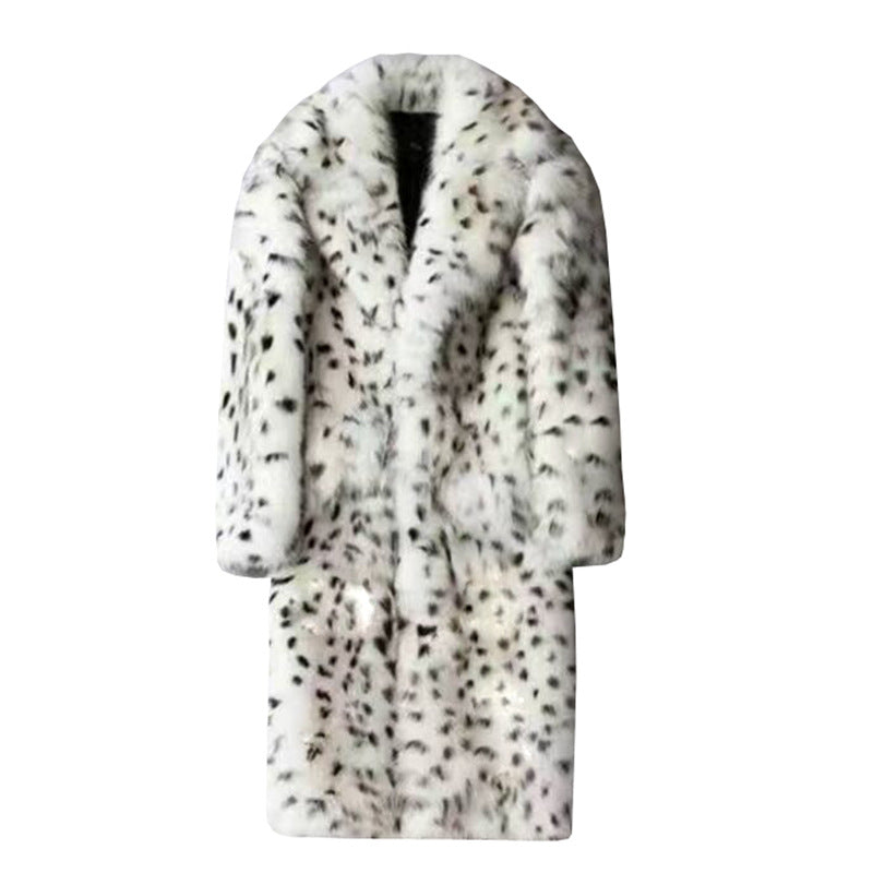 Manteau long slim fit en fausse fourrure de renard pour homme, veste d'hiver
