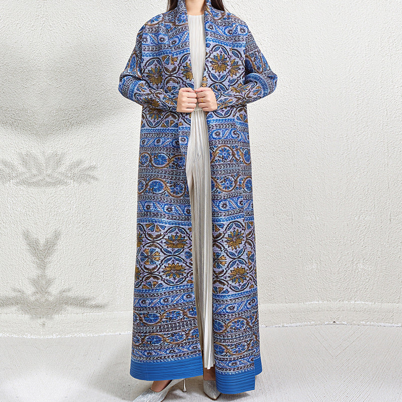 Robe cardigan plissée imprimée grande taille