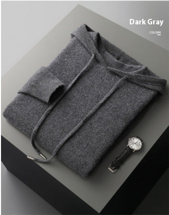 Men's Hooded Knitted Sweatshirt & Long Pants Set - Casual Solid Color