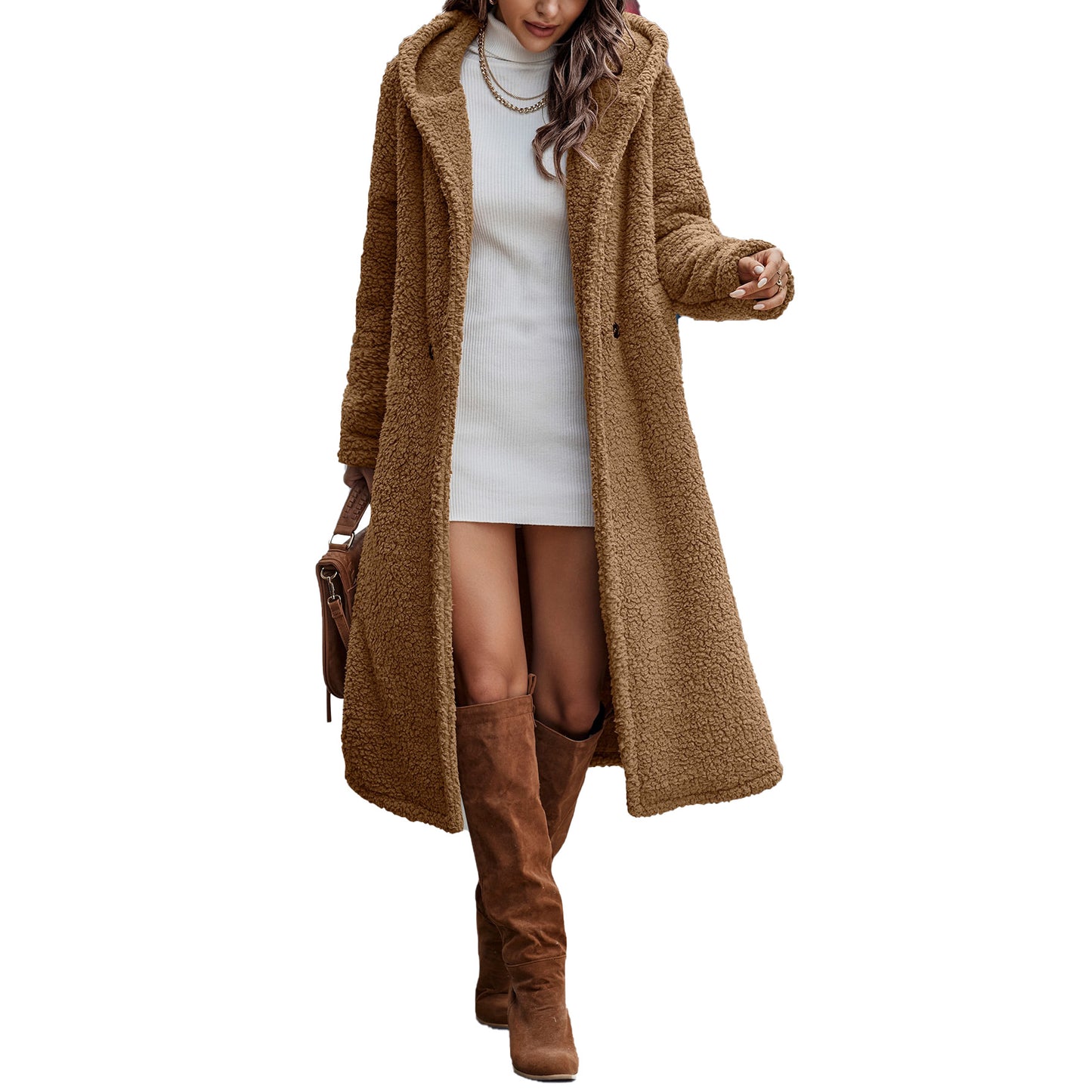 Women's European And American Long Sleeve Hooded Plush Jacket