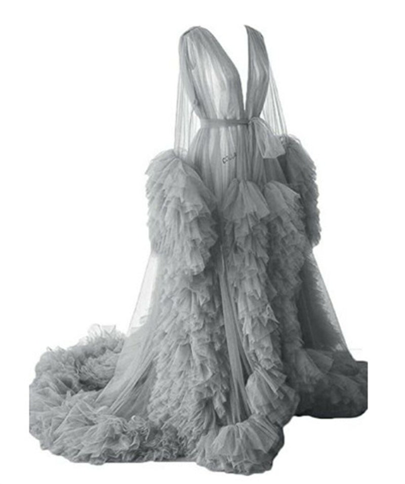 فستان حمل طويل من قماش شبكي أنيق للنساء