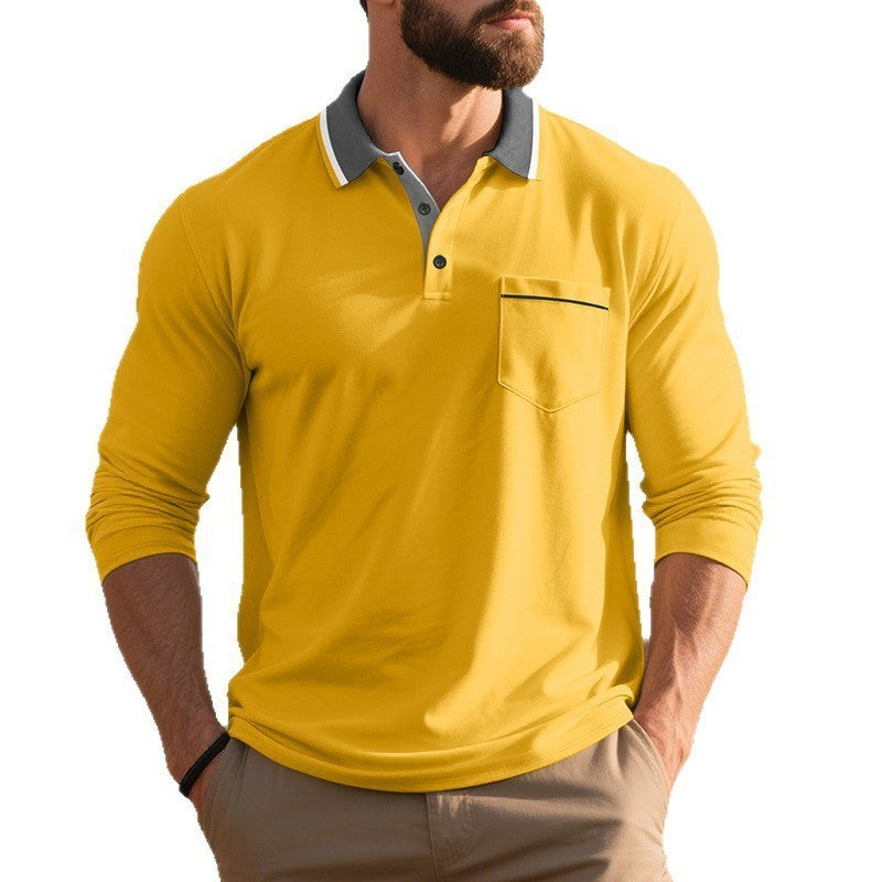 Men's Long-Sleeve Polo Shirt for Spring and Autumn