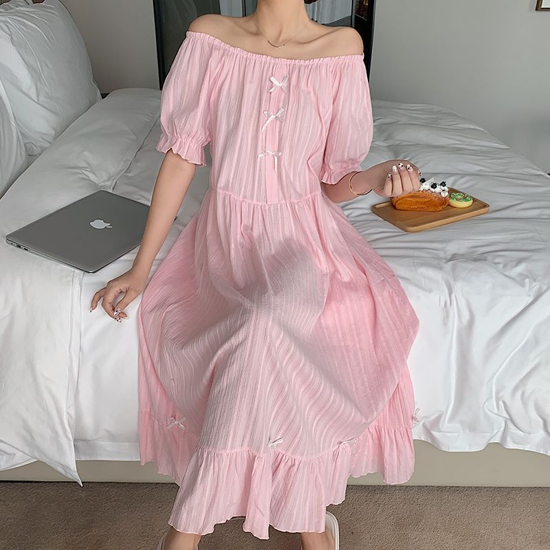 Sexy Summer Nightdress for Women in Princess Pink, White & Caramel, Sizes M-2XL
