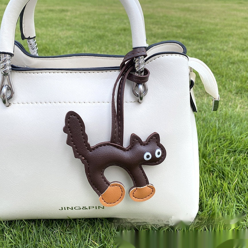 Mini Cat PU Leather Bag Pendant 8.5x9cm