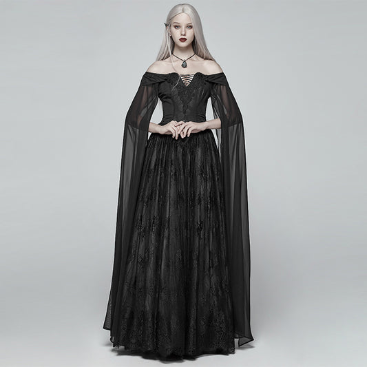 Cape Sleeve Off-neck Victoria Dress
