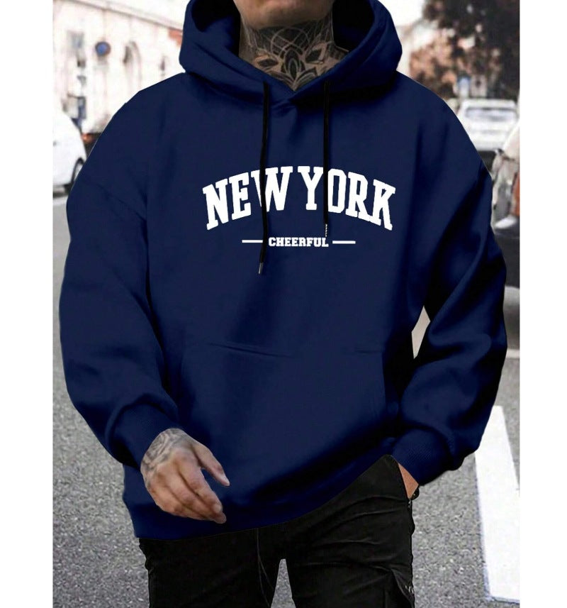 Men's Casual Retro Loose Hooded Pullover Sweater