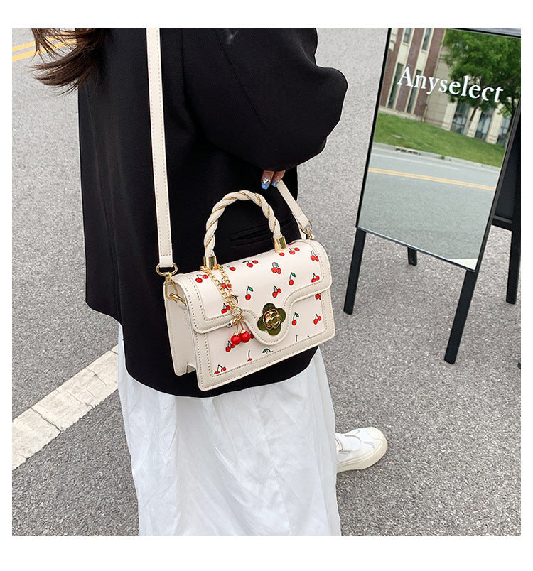 Cherry Twist Small Square Portable Bag - PU, 20cm