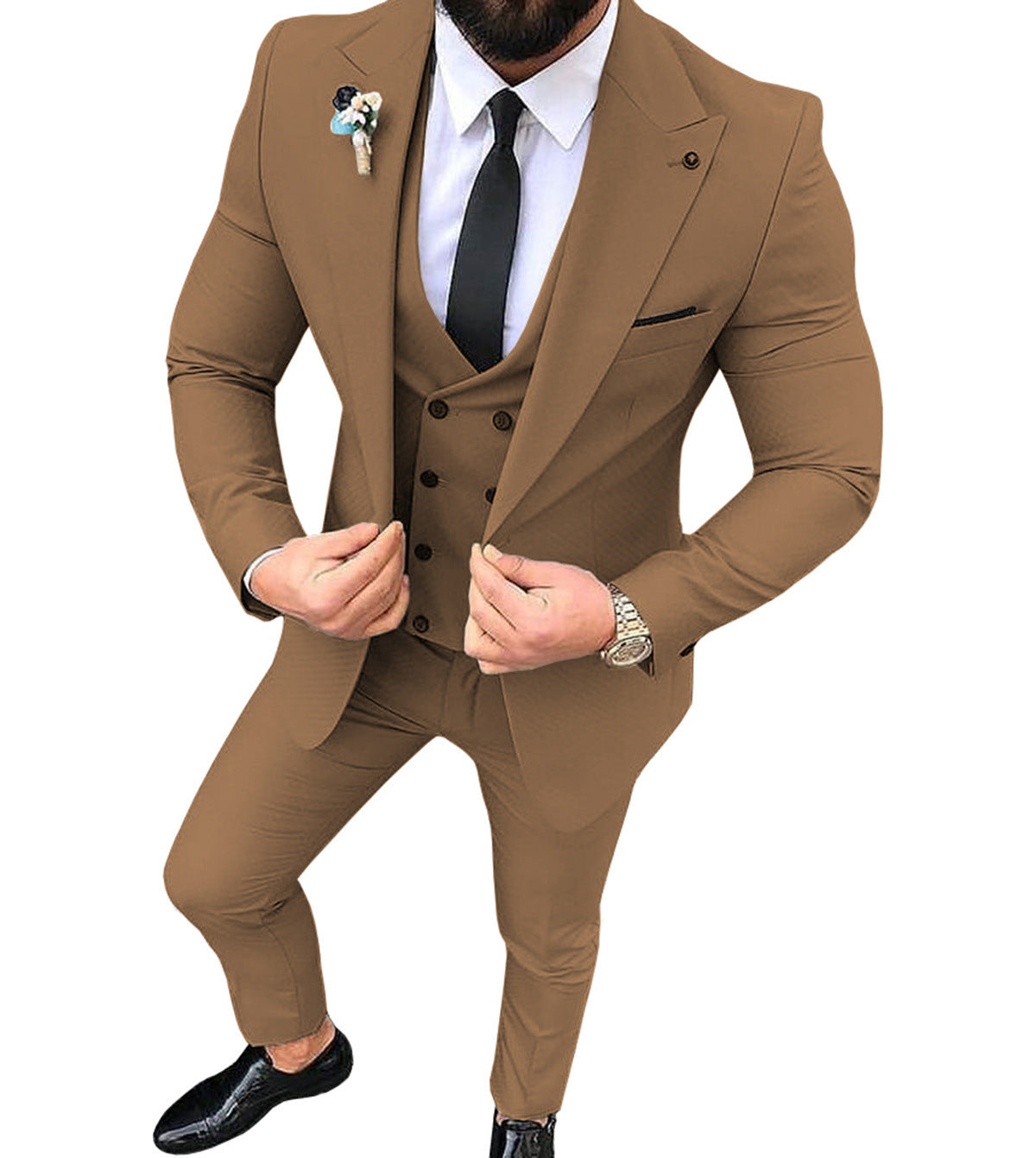 Men's Slim Fit Business Suit with Collar - Multiple Colors & Sizes
