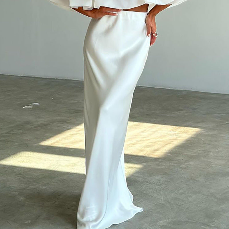 Elegant Off-Shoulder Ruffle Sleeve Top and Long Skirt Suit for Women