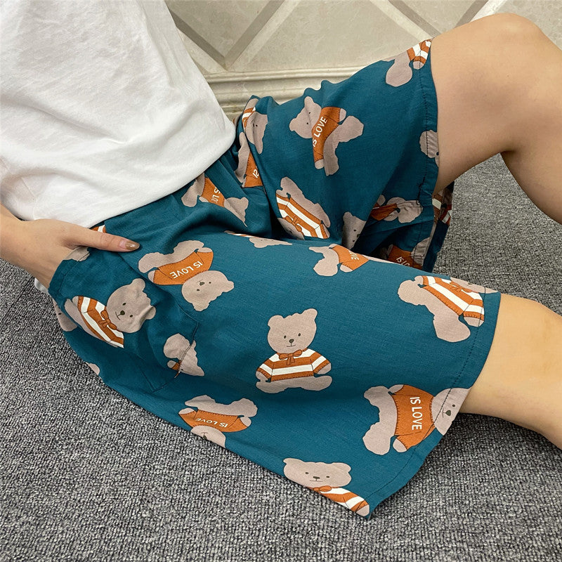 Summer Women's Cotton Silk Loose Pajama Shorts