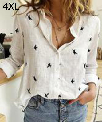 Chemise boutonnée unie à manches longues et revers pour femme