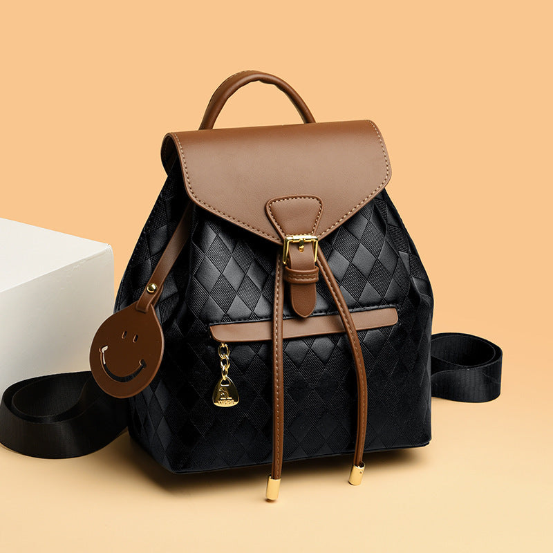 Multifunction PU Leather Casual Backpack Bucket Style