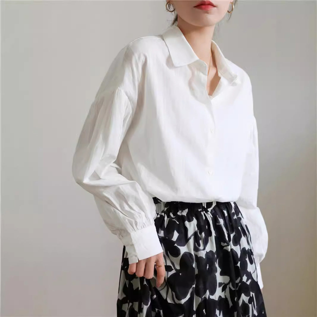 French Jacquard White Sun Protection Top Long Sleeve Spandex