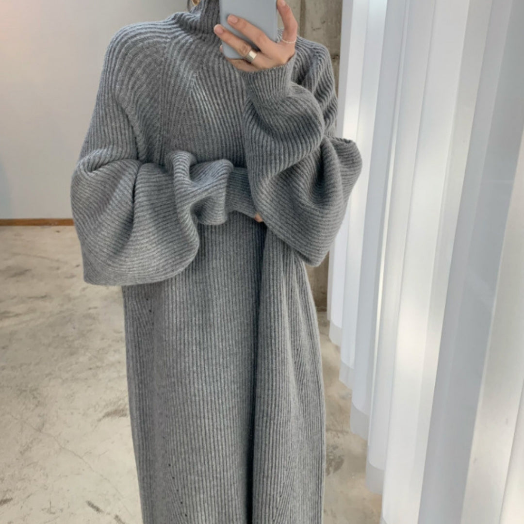 Robe pull droite à rayures en maille raglan et manches tombantes