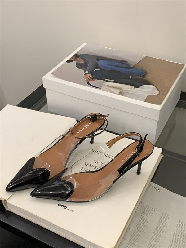 Women's Pointed Toe Transparent High Heels Buckle