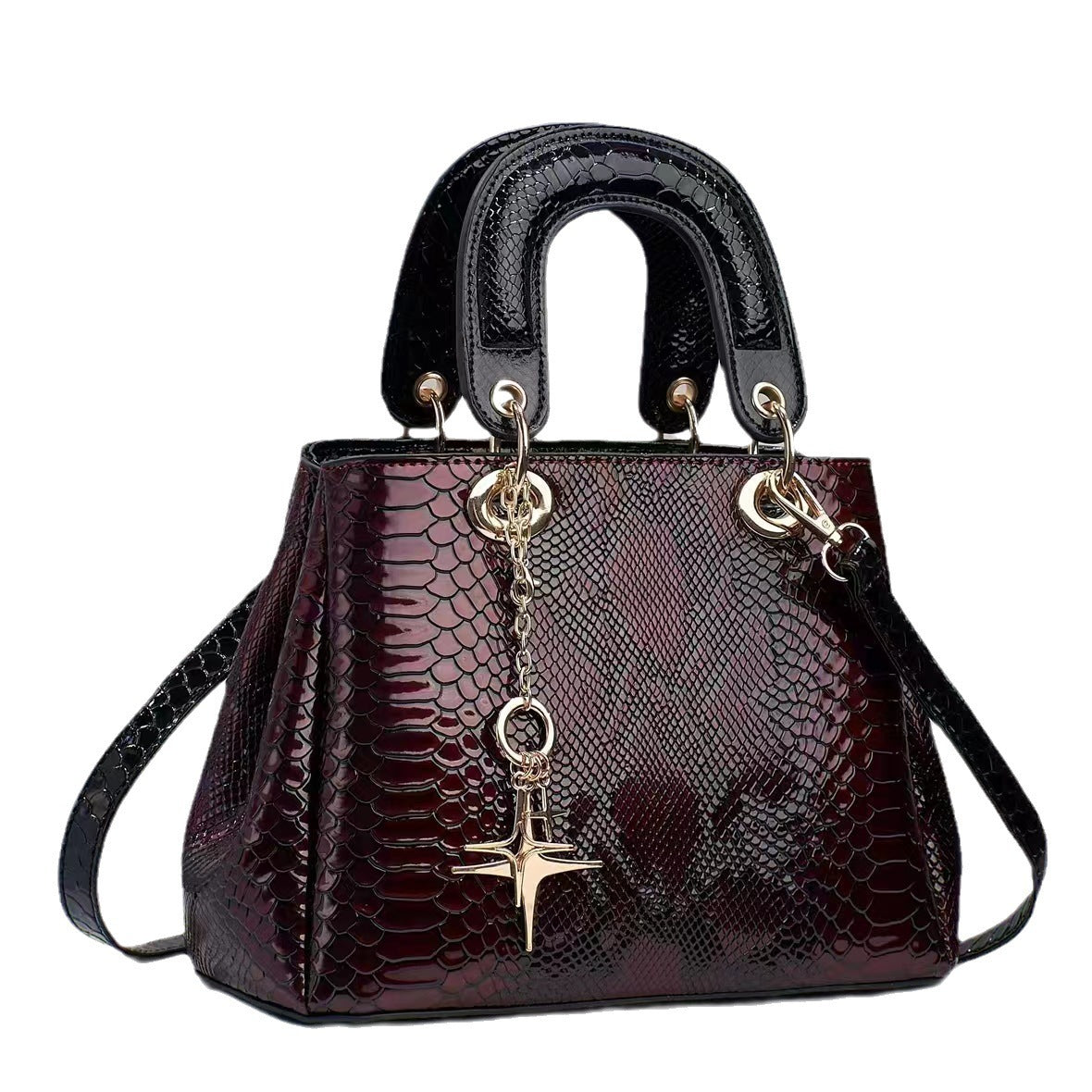 Women's All-Match Crocodile Pattern PU Shoulder Messenger Bag 26x12x18CM