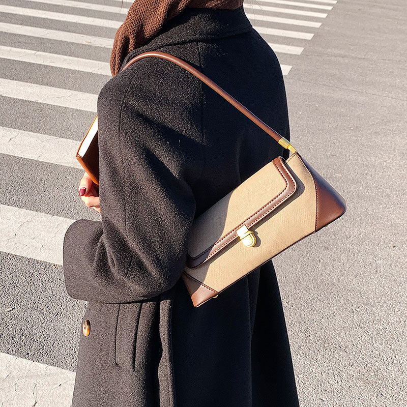 Female Frosted Color Matching Houndstooth Fashion Baguette