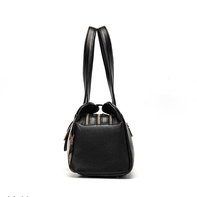 Large-Capacity Cowhide Leopard Print One-Shoulder Messenger Bag for Women