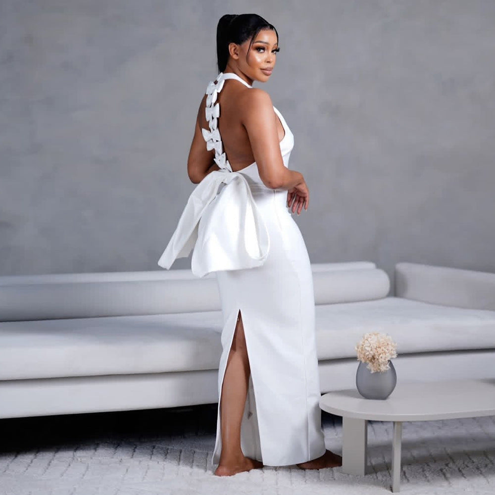 Women's Big Bow Backless Bandage Dress Party Gathering Formal Dress