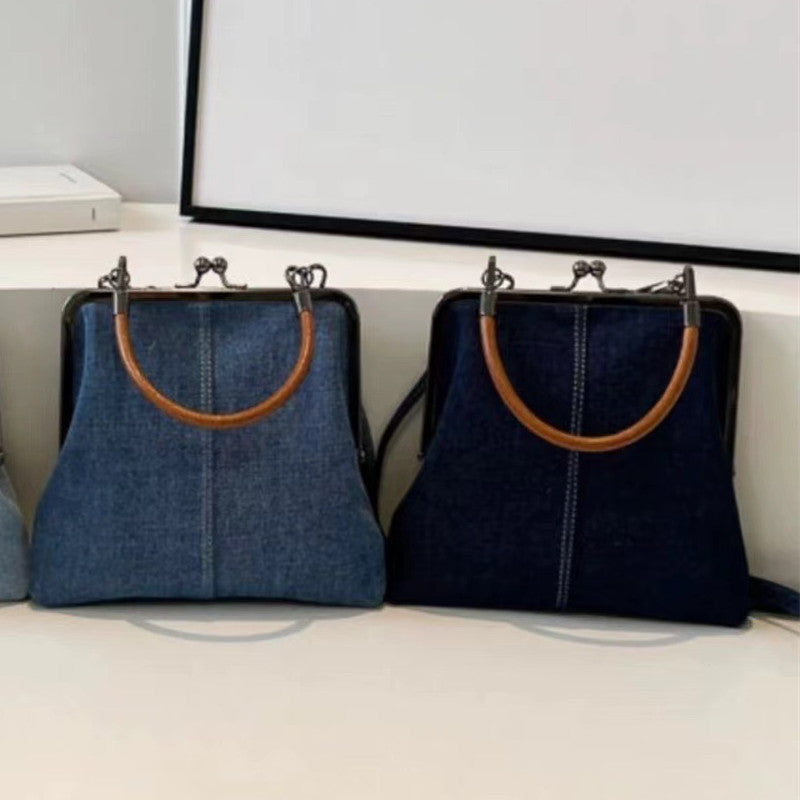 Female Worker Denim Stitching Shoulder Bag