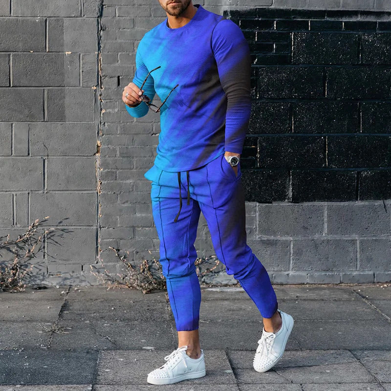Casual Loose Gradient Long Sleeve Sweater Two-Piece Set