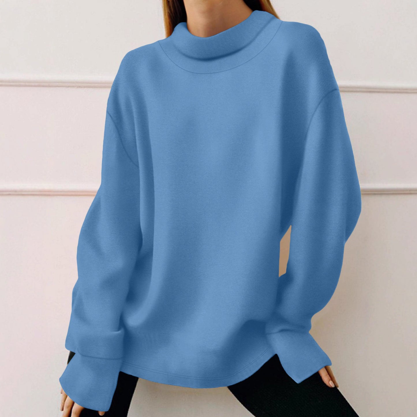 Fashion Simple Solid Color Long Sleeve Sweatshirt Versatile