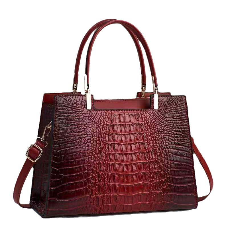 Sac à main en PU décontracté pour femmes, motif crocodile, grande capacité 30CM