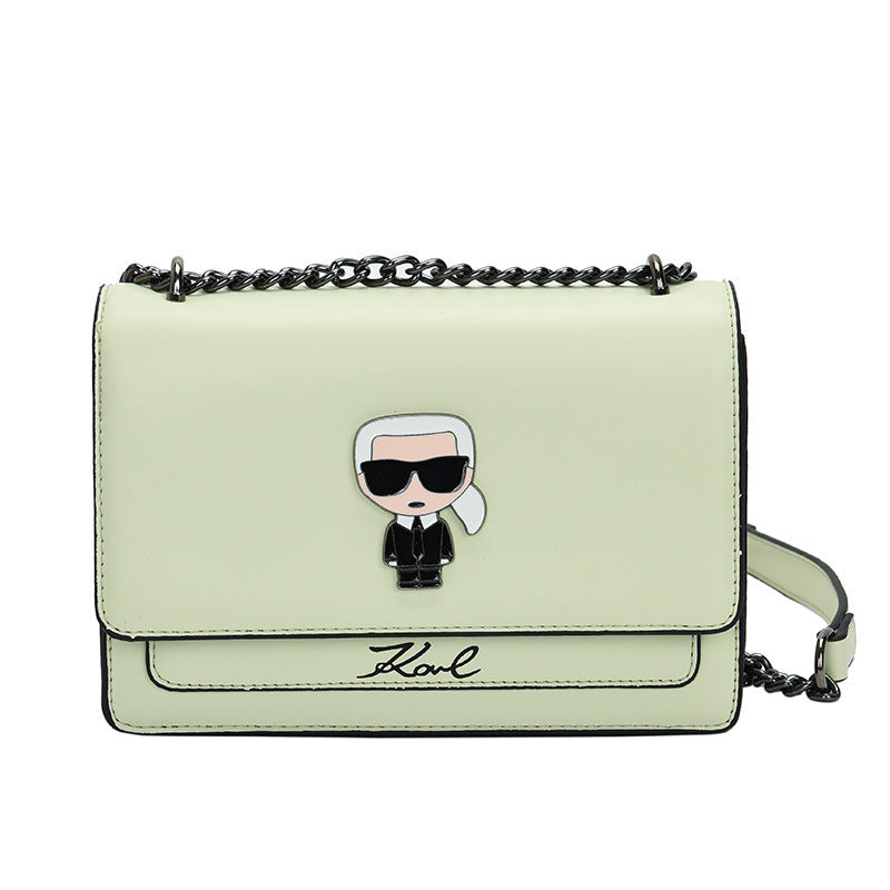 Fashion Chain One-Shoulder Medium Small Square Bag with Lock