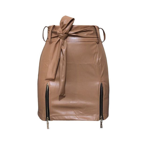 Mini-jupe en similicuir PU pour femme